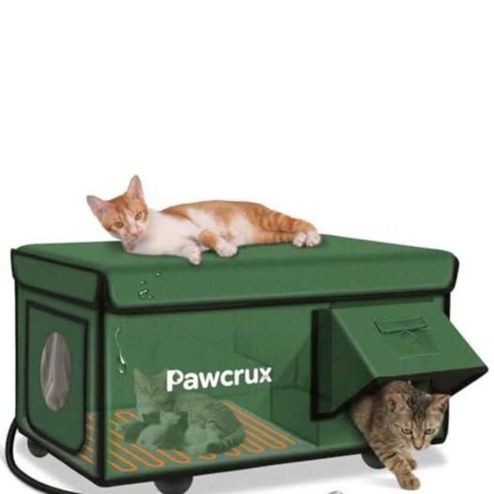 Weatherproof Outdoor Heated Cat House - Insulated Stray Cat Shelter